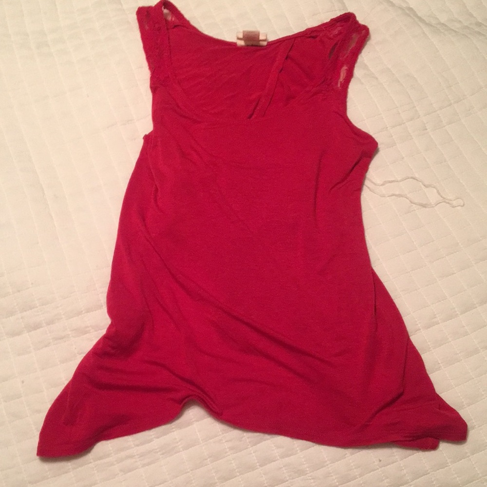 Red Lace Open Back Tank Top